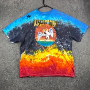Led Zeppelin US Tour 1975 Tie Dye T Shirt Mens XXL Rock Band Concert Music‎